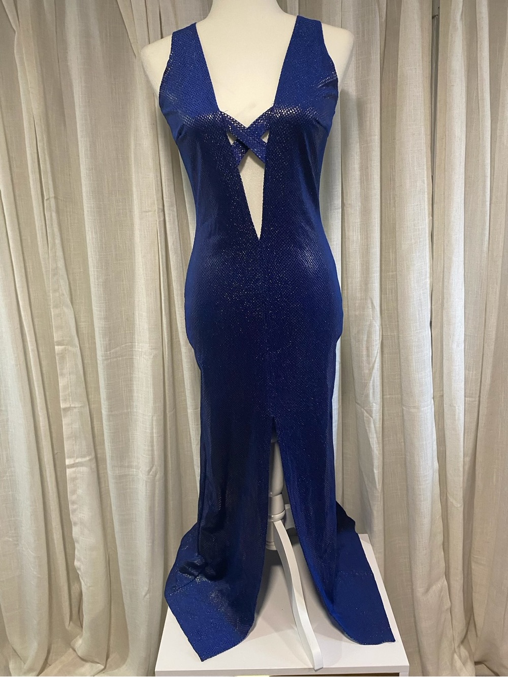 90s/2000s Electric Blue “Snakeskin” fitted Dress S